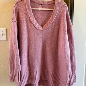 Free People Slouchy Chunky Sweater Brookside in Alpine Rose Loose Knit